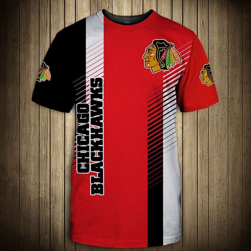 Chicago Blackhawks T-Shirt 3D Cool Design Short Sleeve