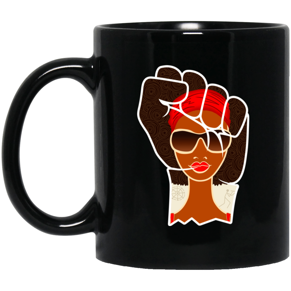 African American Coffee Mug Melanin Poppin Black Women Afro Girl Rock