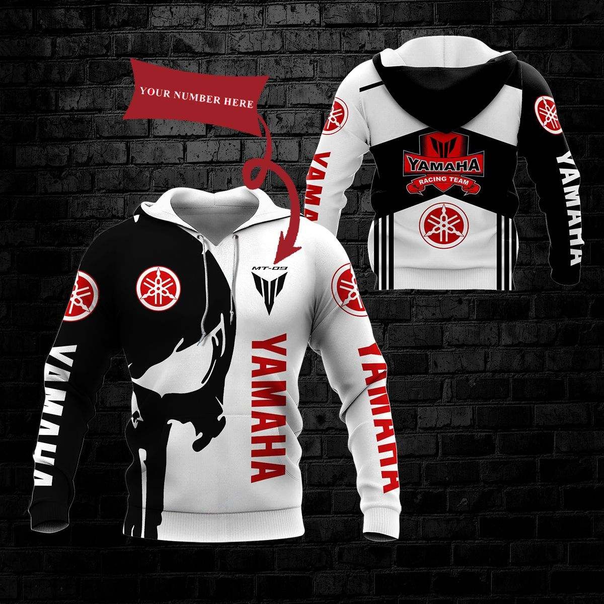 Custom 3D All Over Printed Yamaha MT AN-NH Shirts Ver 3 (White)