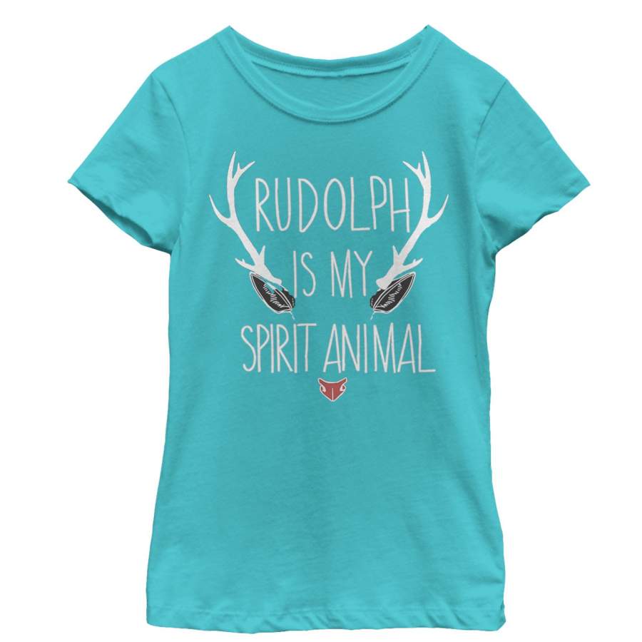 Lost Gods Girl’s Christmas Rudolph Spirit Animal  T Shirt