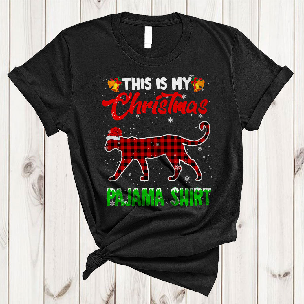 This Is My Christmas Pajama Shirt Funny Christmas Santa Leopard Red Plaid Lover Gifts T-Shirt