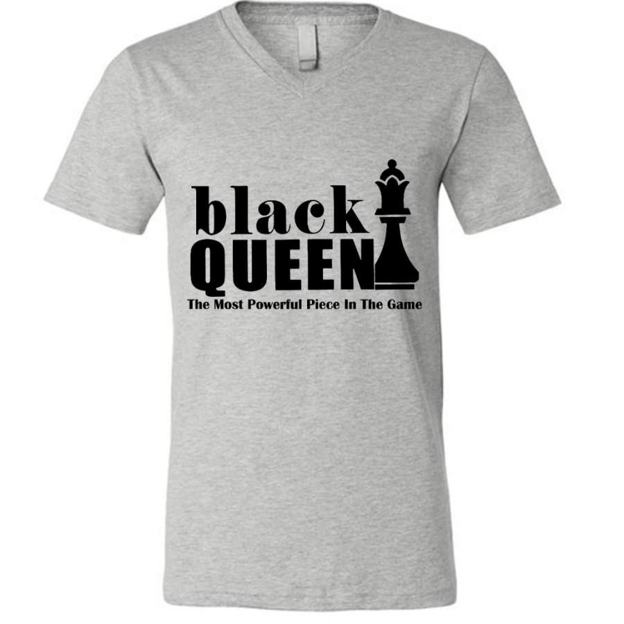 Black Queen The Most Powerful Piece In The Game (w) – Canvas Unisex V-Neck Shirt