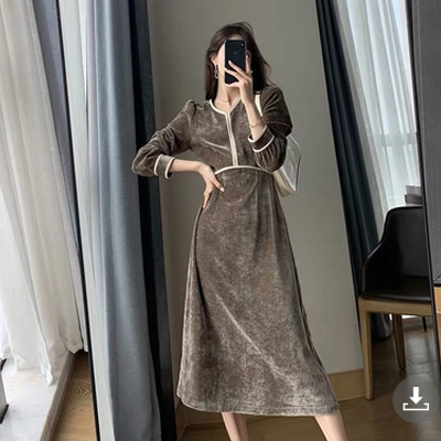 2022 Autumn Winter Oversized 4XL Dress French Style Women Thick Corduroy Lady Vestidos Long Sleeve Warm Female Robe Dress KE330 alx