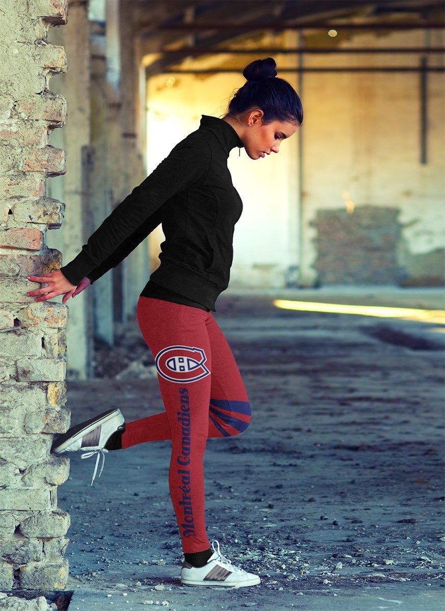 Through Logo Spread Body Striped Circle Montreal Canadiens Leggings