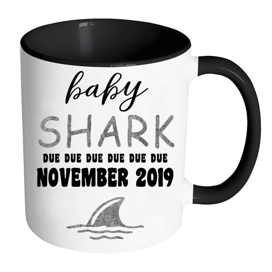 Baby Shark Due Due Due Due November 2019, Birthday Gift – Full-Wrap Coffee Colors Accent Mug