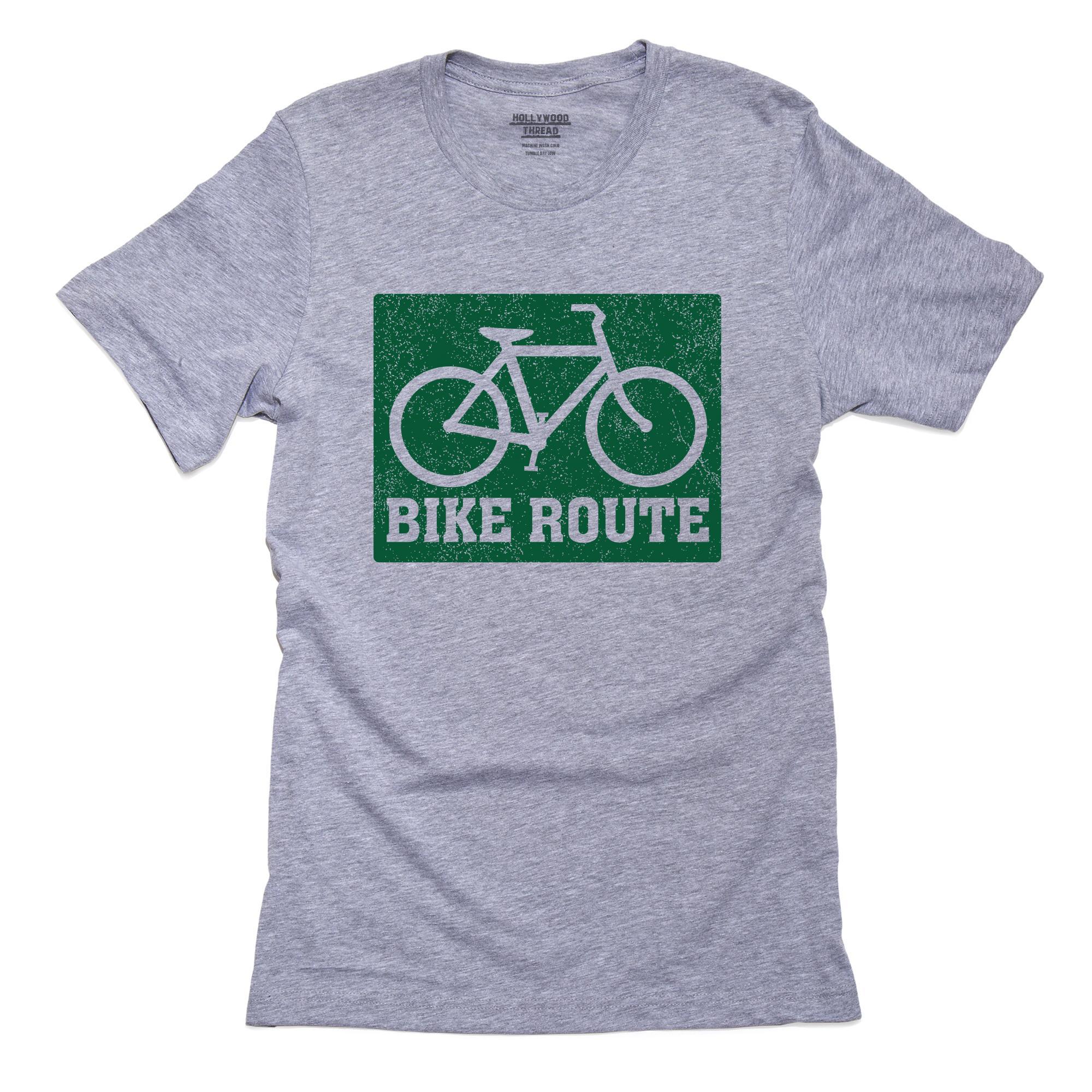 Bike Route Sign – Classic Green Vintage T-Shirt, Framed Print, Pillow, Golf Towel