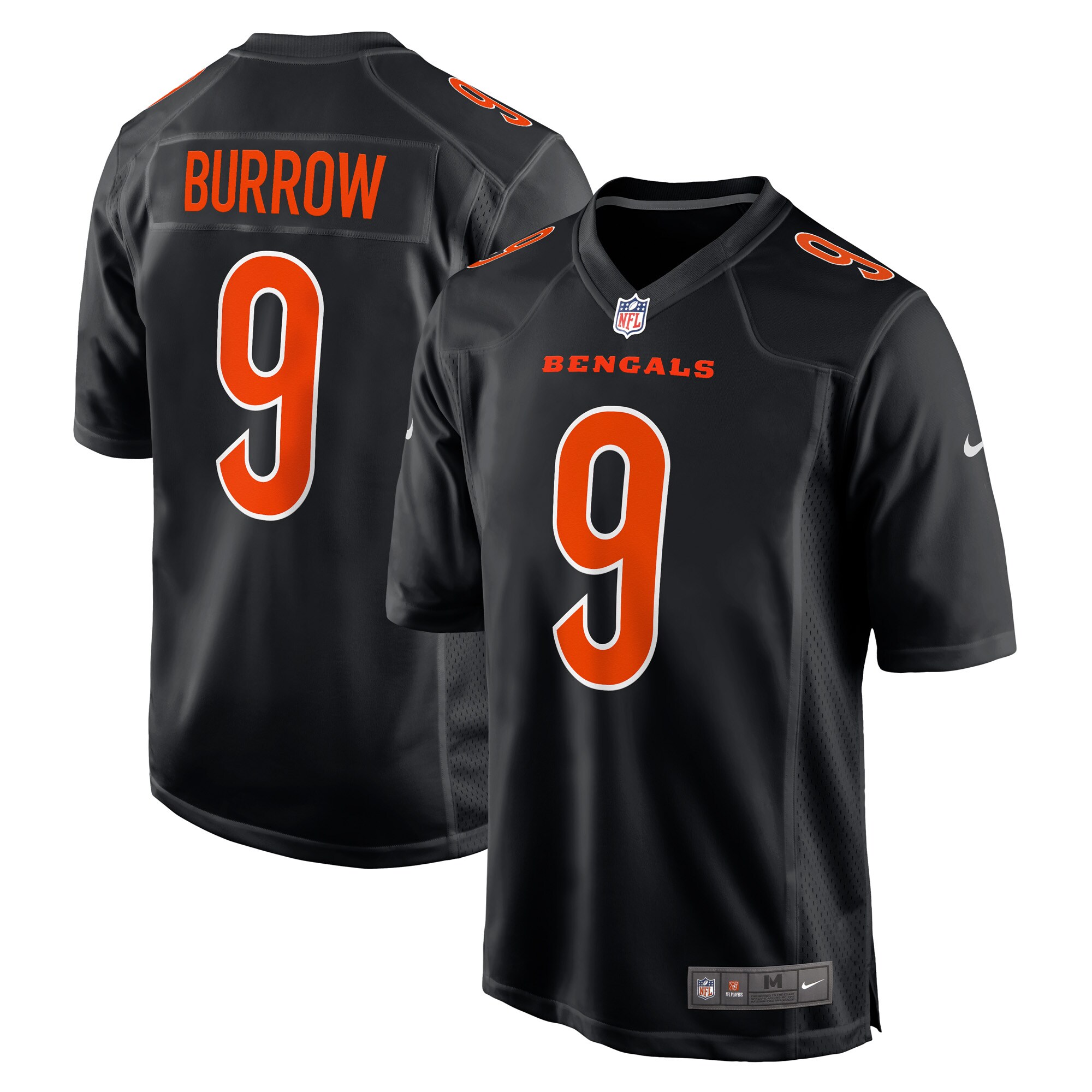 Men’s Cincinnati Bengals Joe Burrow Black Game Fashion Jersey