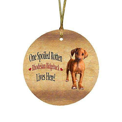 Rhodesian Ridgeback Puppy Spoiled Rotten Dog Round Christmas Ornament