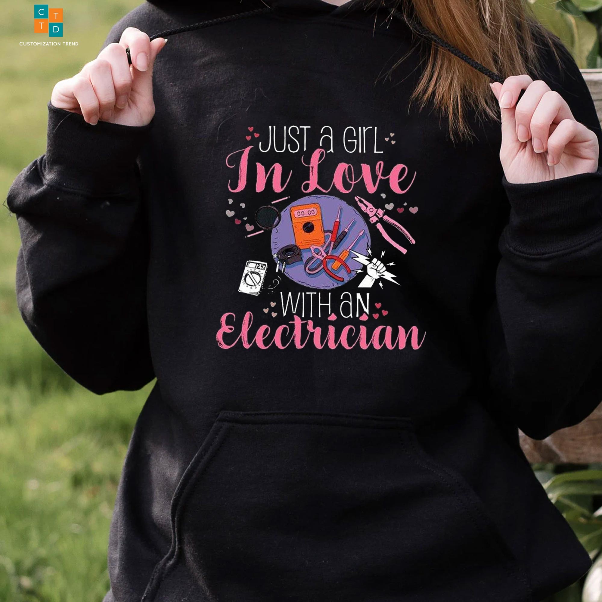 Just A Girl In Love With An Electrician Hoodie, Shirt