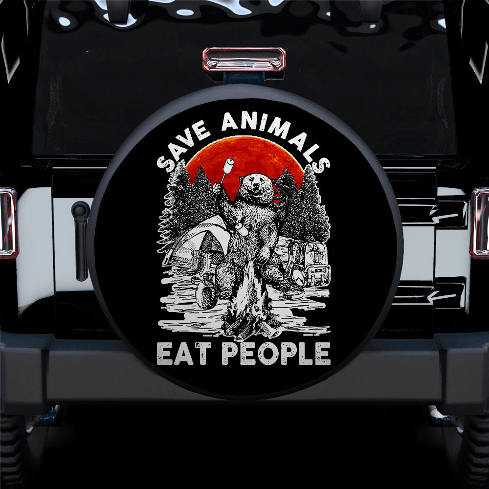 Save Animals Eat People Jeep Car Spare Tire Cover Gift For Campers