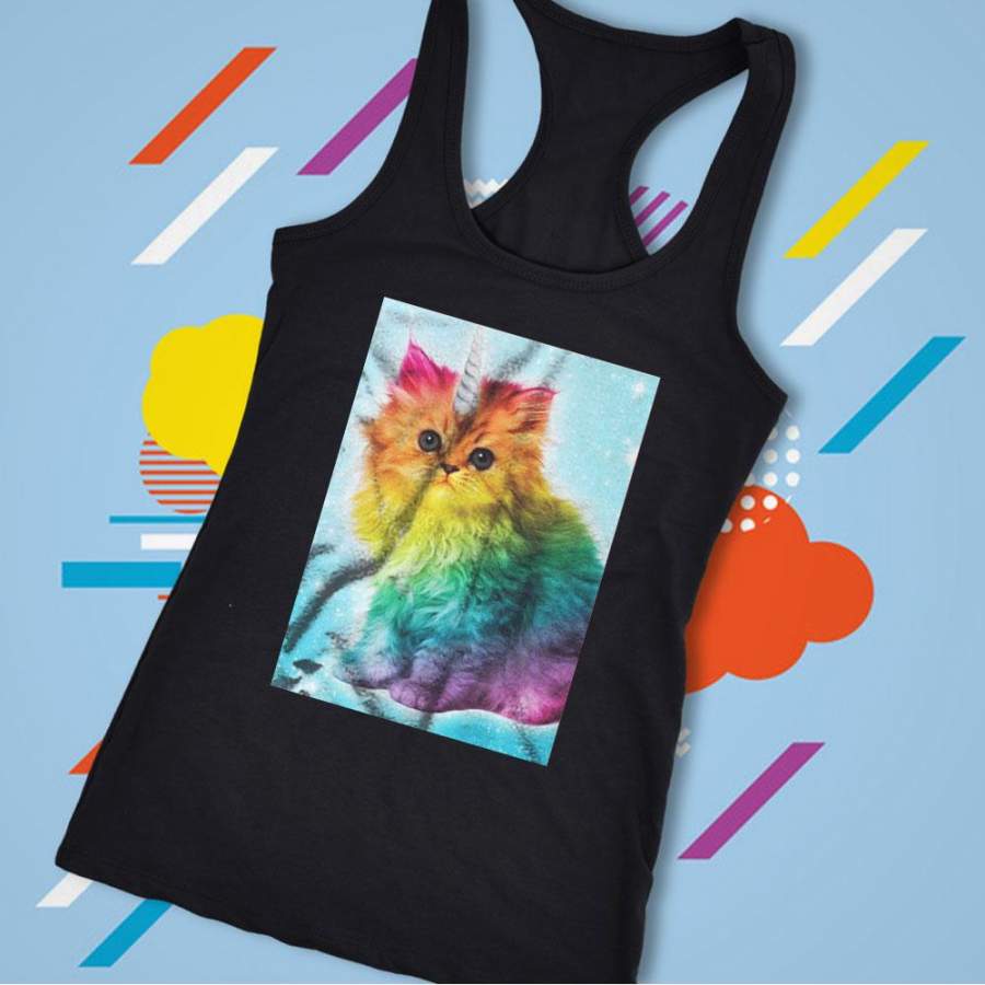 Unicorn Rainbow Cat Kitten Women’S Tank Top Racerback