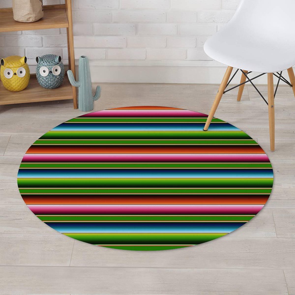 Baja Mexican Print Round Rug