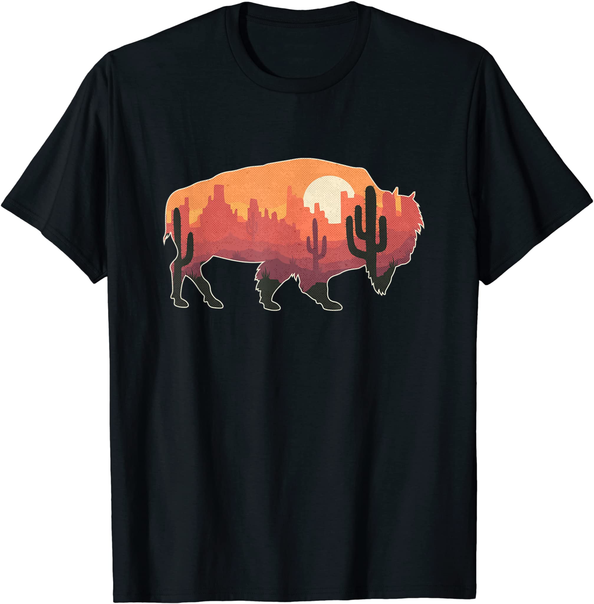 Southwest Buffalo Desert Vacation Casual Graphic For Women T-Shirt