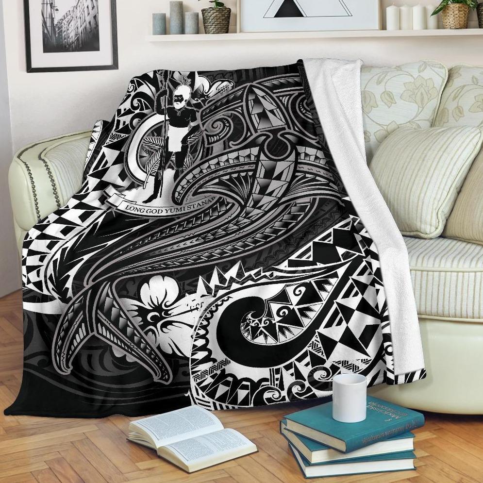 Vanuatu Polynesian Premium Blanket  -White Shark Polynesian Tattoo – BN18