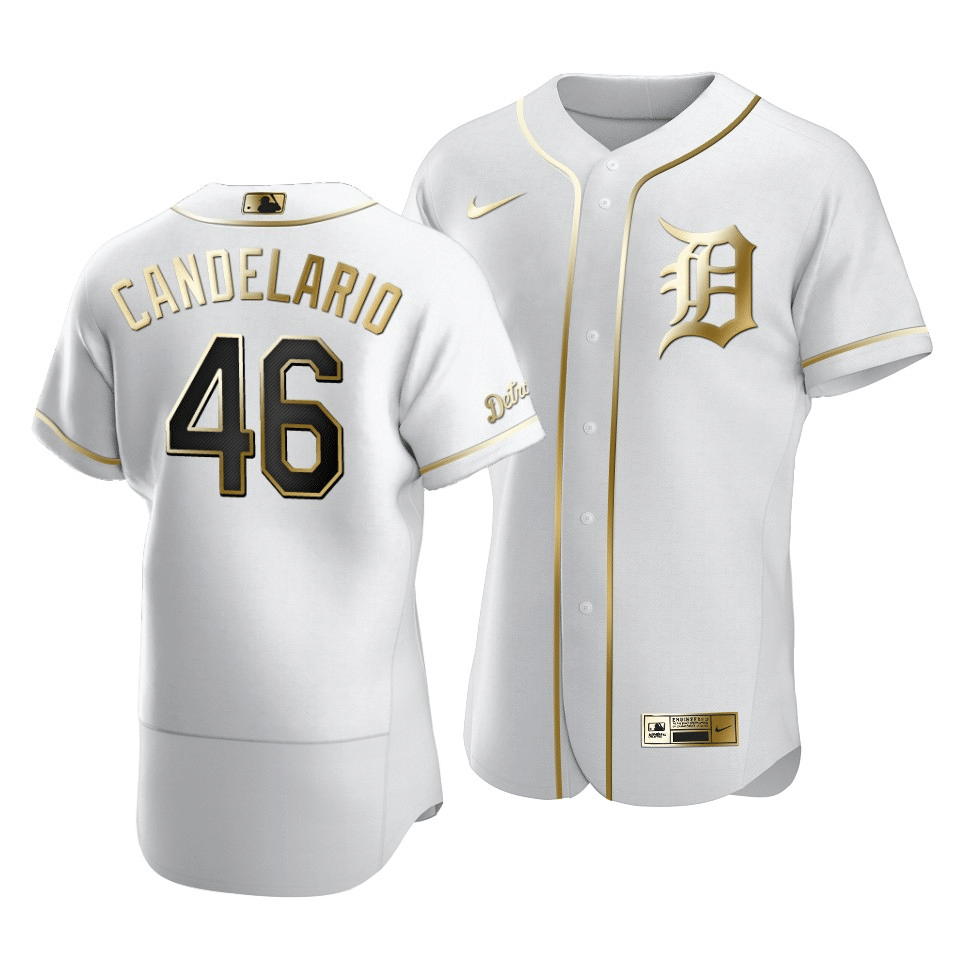 Tigers Jeimer Candelario #46 Golden Edition White  Jersey