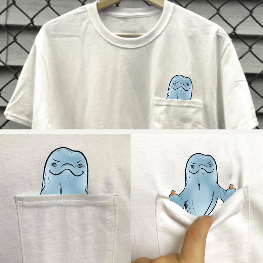 Dolphin Angry Face Pocket T-Shirt