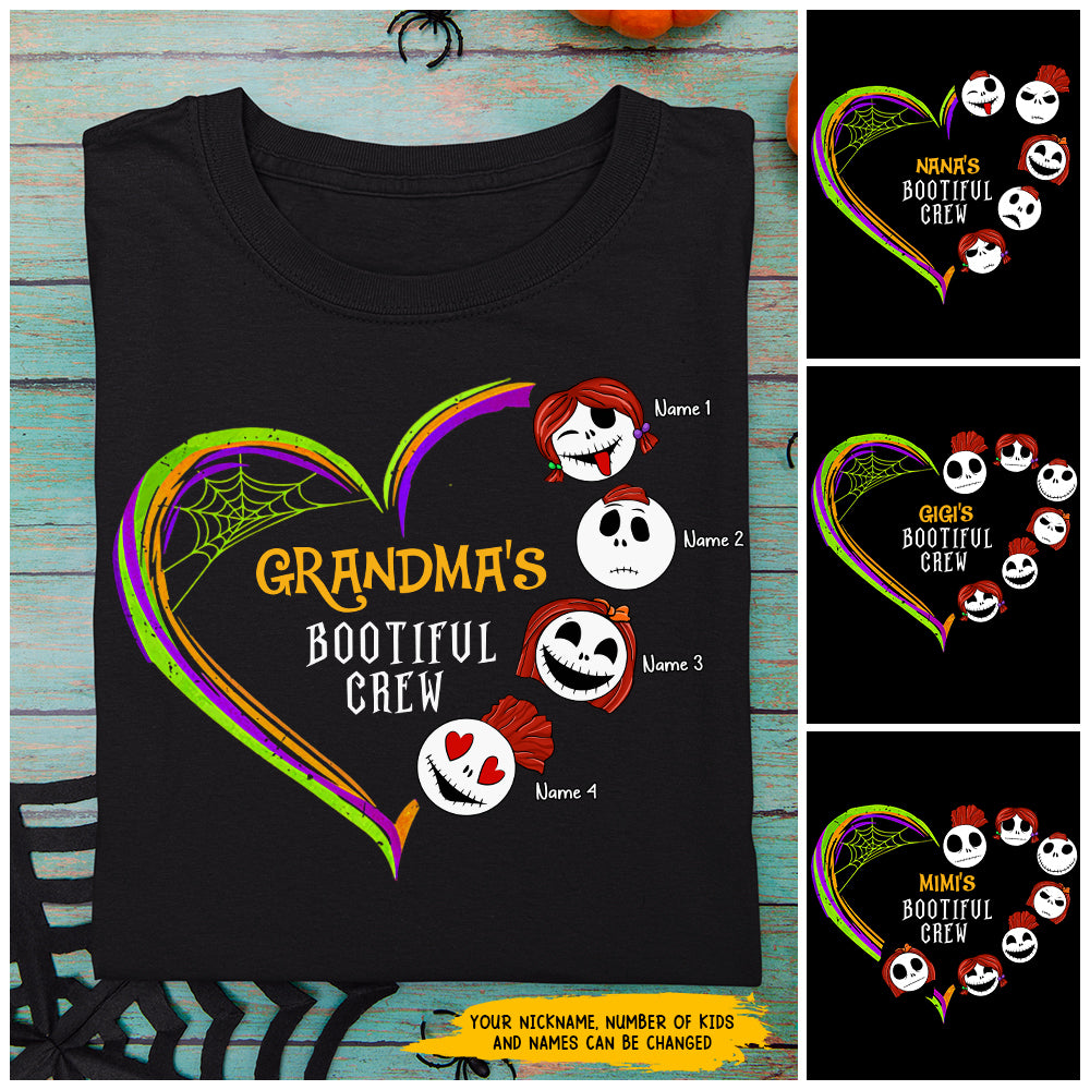 89Customized Grandma’S Bootiful Crew Heart Halloween 3 Personalized Shirt