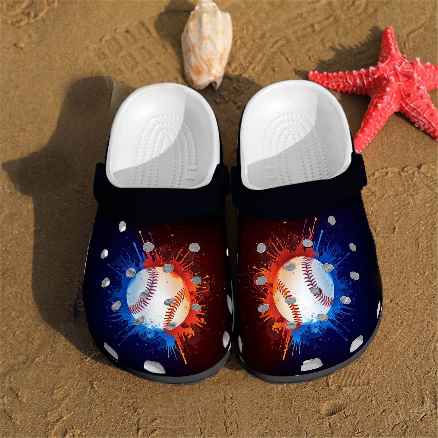 Unique Softball 2 Rubber Crocs Crocband Clogs, Comfy Footwear