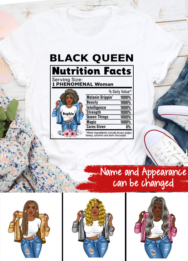 Black Queen Nutrition Facts – Personalized T Shirt- Birthday Gift For Sista, Black Woman