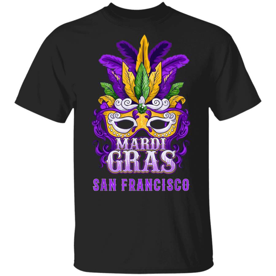 Mardi Gras Parade San Francisco California Mask Feathers TShirt