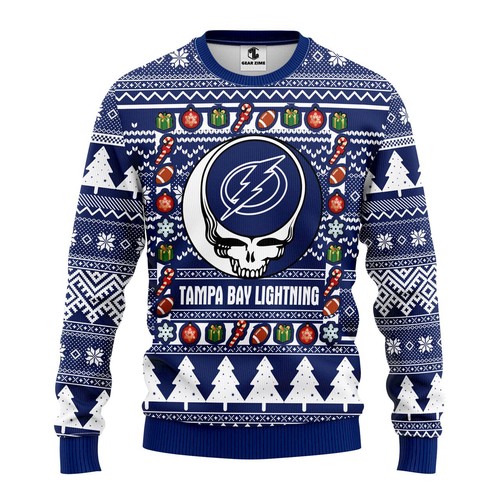 Tampa Bay Lightning Grateful Dead Christmas Gift For Fan Ugly Wool Sweater Christmas