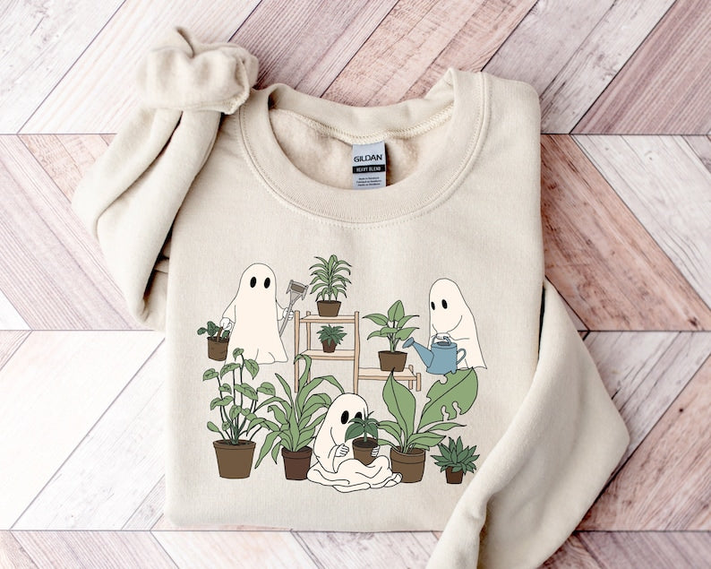 Ghost Plant Halloween Sweatshirt Halloween 2D Crewneck Sweatshirt All Over Print Sweatshirt For Women Sweatshirt For Men Sws4809