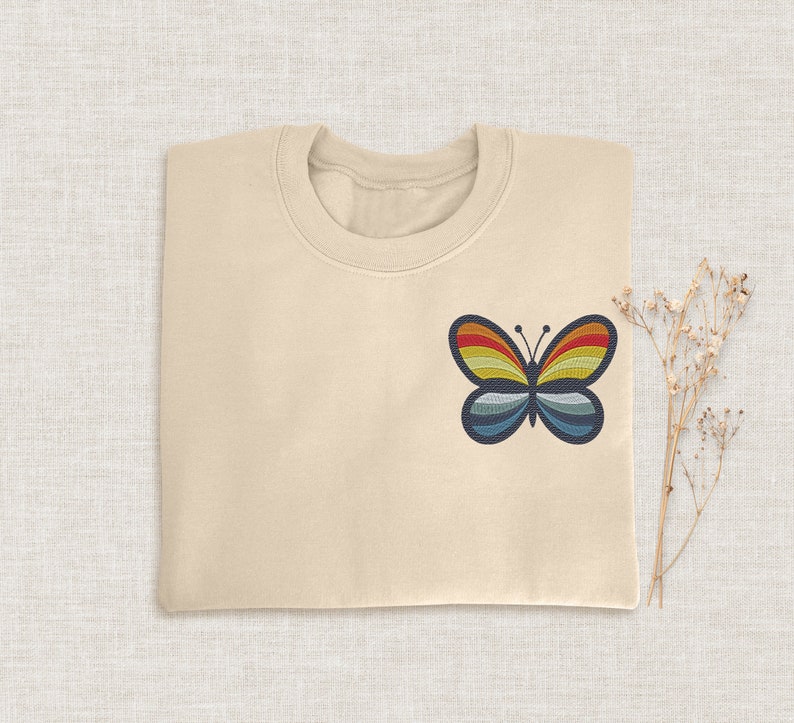 Butterfly Christmas Embroidered Sweatshirt 2D Crewneck Sweatshirt All Over Print Sweatshirt For Women Sweatshirt For Men Sws5358