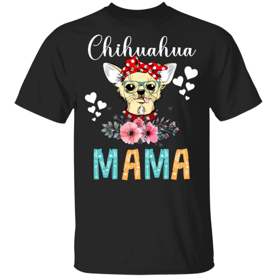 Chihuahua Mama Puppy Mom Dog Mama Lover Floral T-Shirt