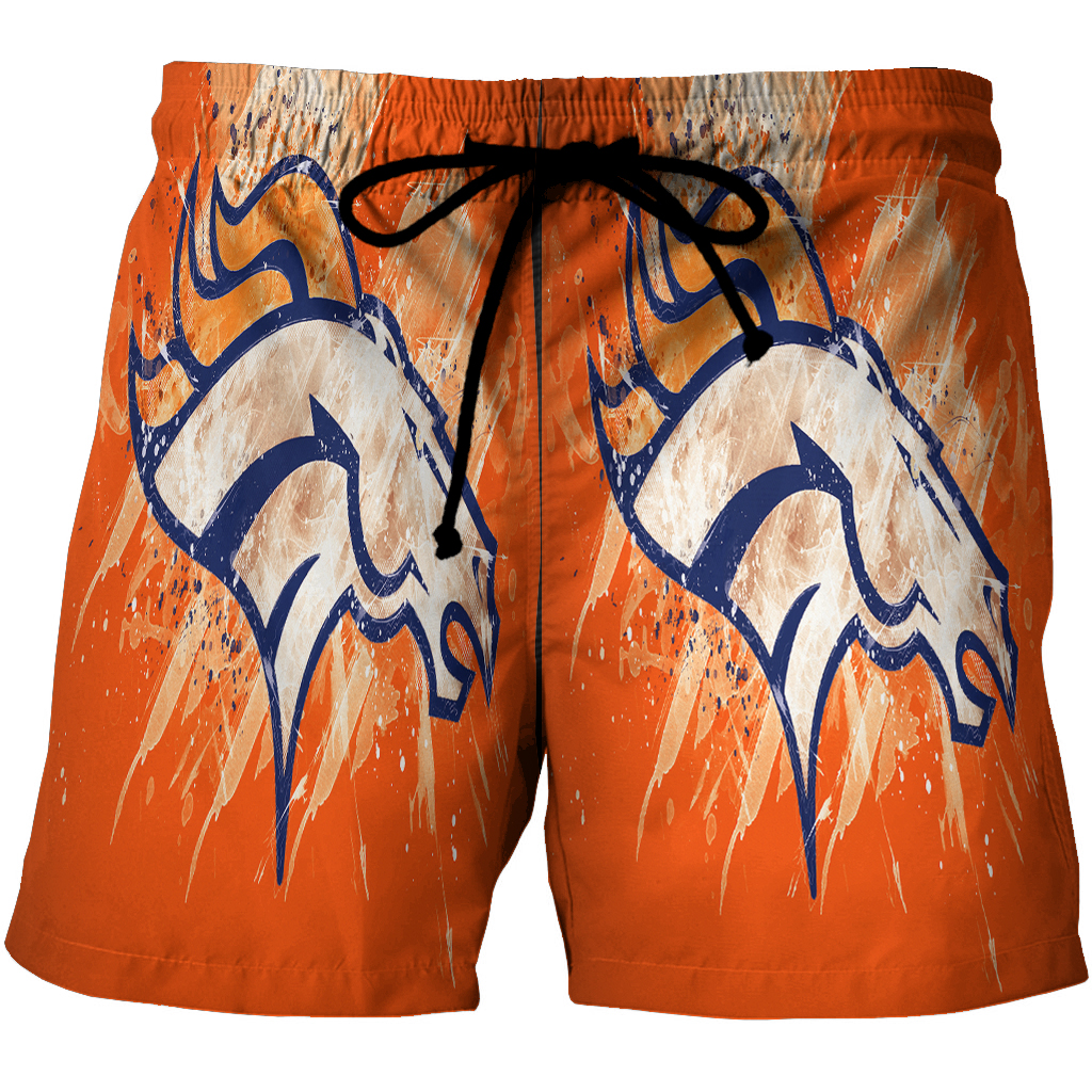 Denver Broncos Emblem V7 3D All Over Print Summer Beach Hawaiian Short