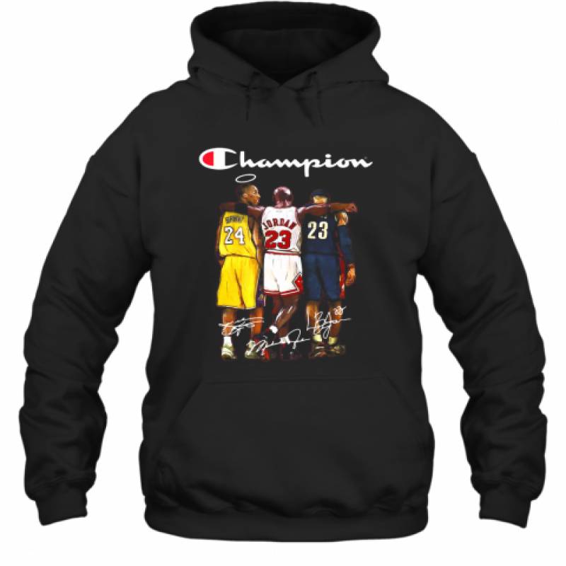 Rip Kobe Bryant Michael Jordan Lebron James Champion Basketball Signatures Hoodie