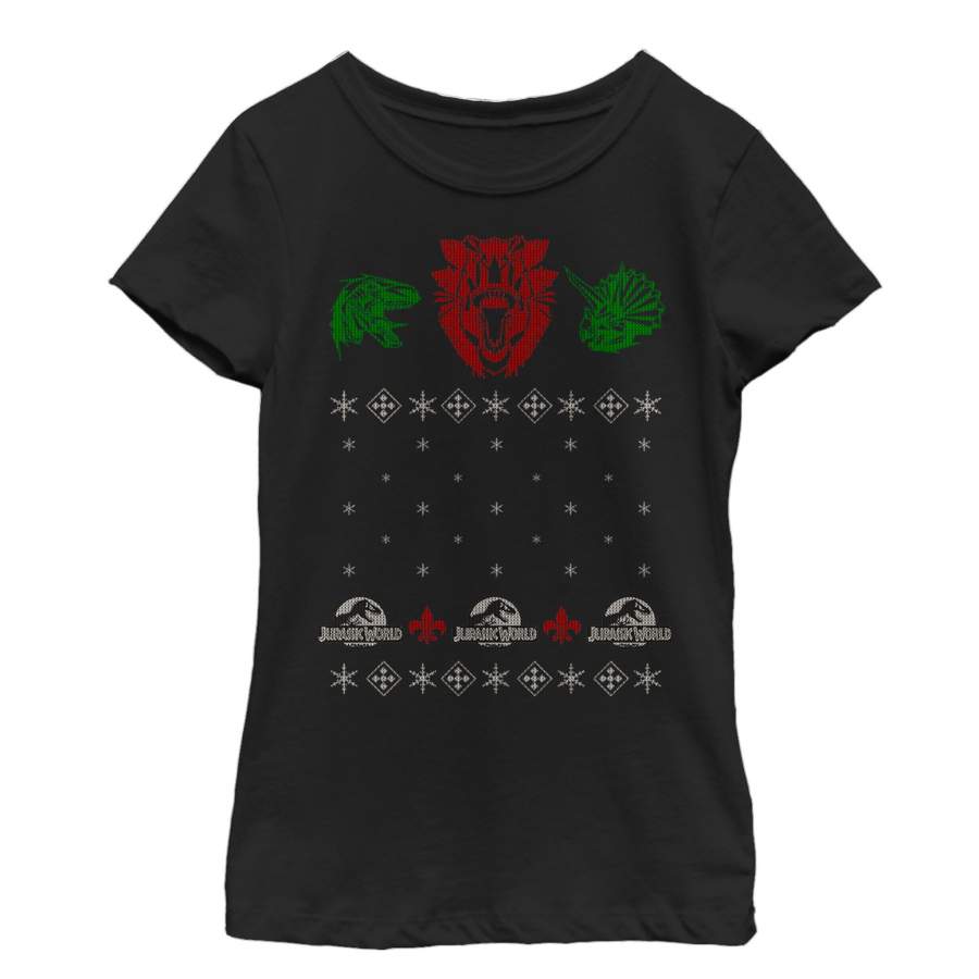 Jurassic World Girl’s Ugly Christmas Raptor  T Shirt