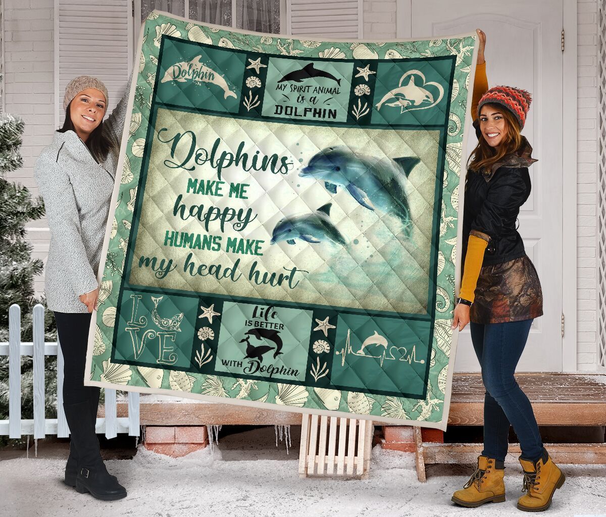 Dolphins Dolphins Make Me Happy GS-CL-DT2706 Quilt Blanket