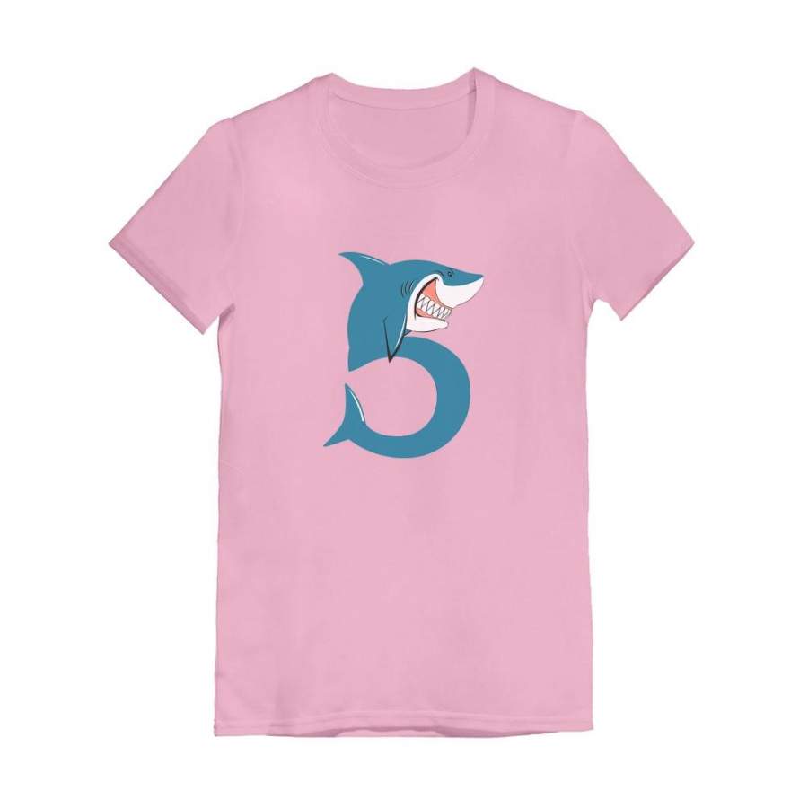 5th Birthday Shark Five Year Old Toddler Kids Girls’ Fitted T-Shirt