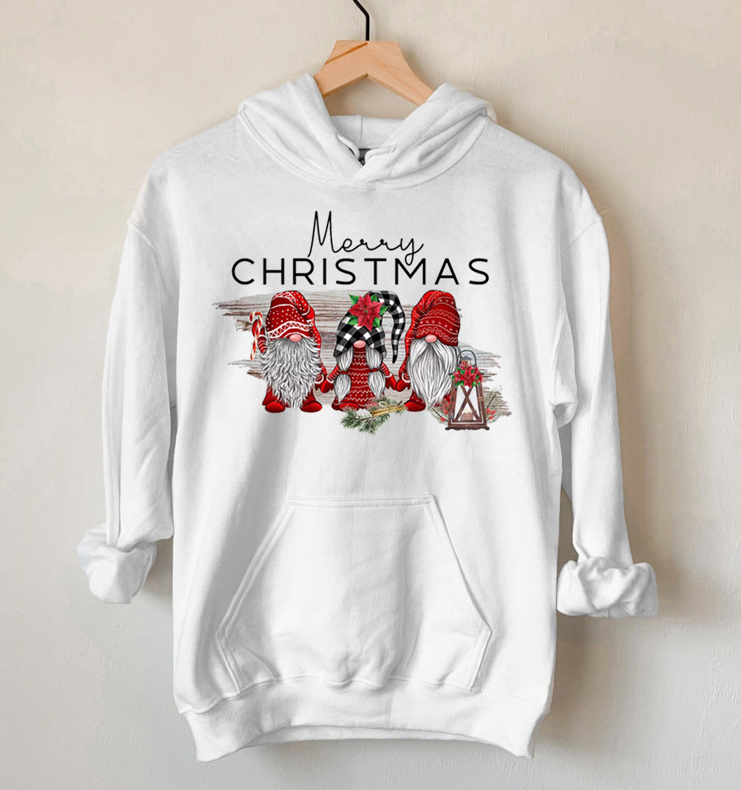 Merry Christmas Hoodie For Kids & Adults, Christmas Gnomes Hoodie, Cute Gnomies Christmas Hooded Sweatshirt, Christmas Family Hoodie