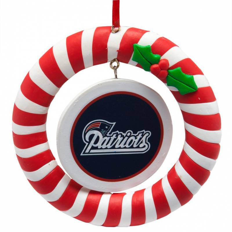 New England Patriots – Candy Cane Wreath Ornament