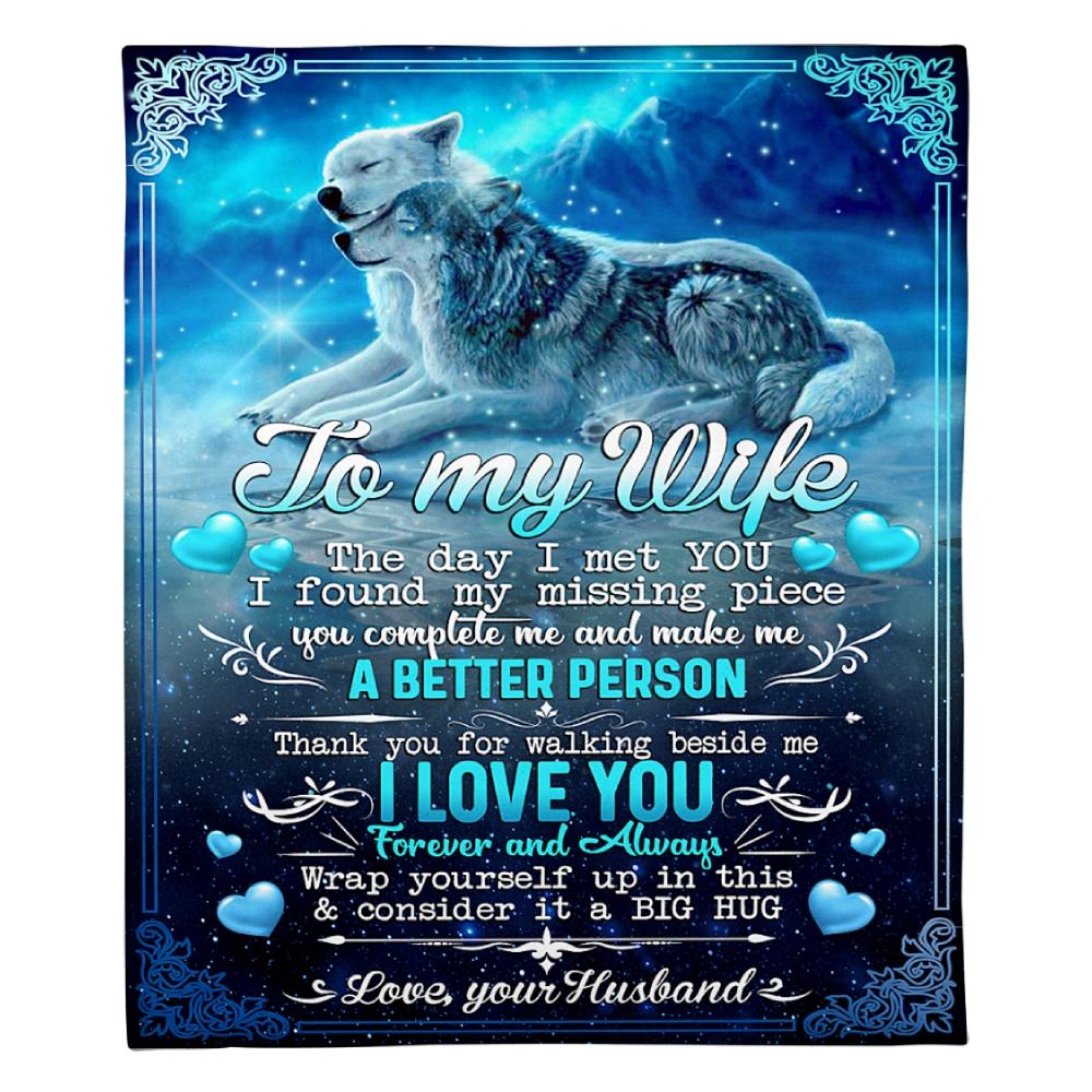 To My Wife I Love You Fleece Blanket Gift From Husband Family Gift Home Decor Bedding Couch Sofa Soft And Comfy Cozy