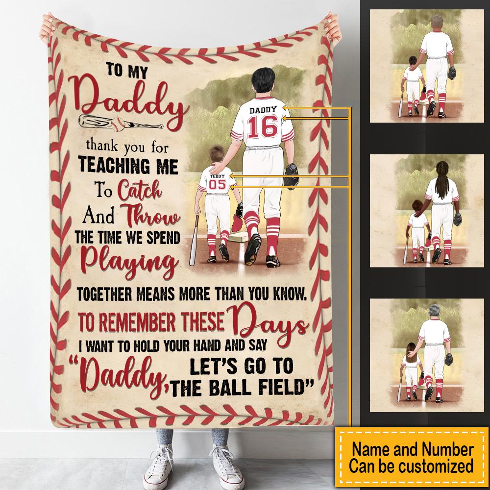 Baseball Custom Blanket Daddy Let’s Go To The Ball Field Personalized Gift