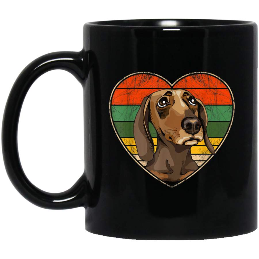 Vintage Heart Dachshund Dog Mom Dad Valentine Fathers Day Mug