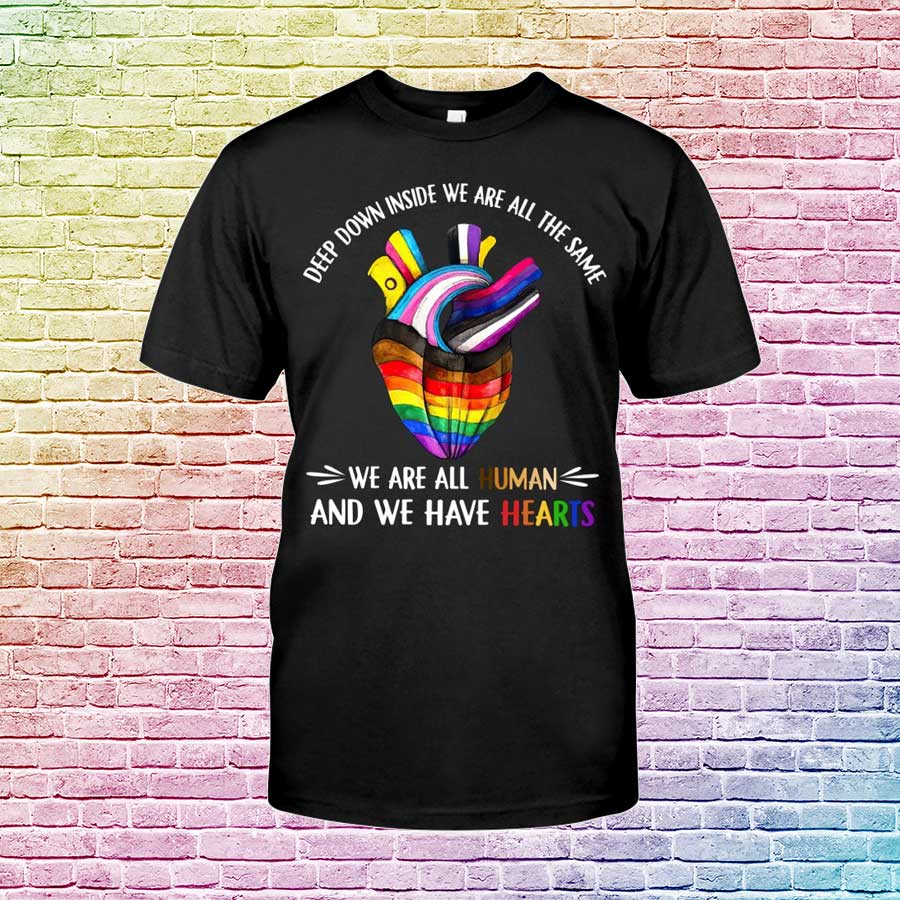 Gaymer Shirt, Lesbian Shirt, We Are All Human And We Have Hearts, Pride T Shirts For Lgbt