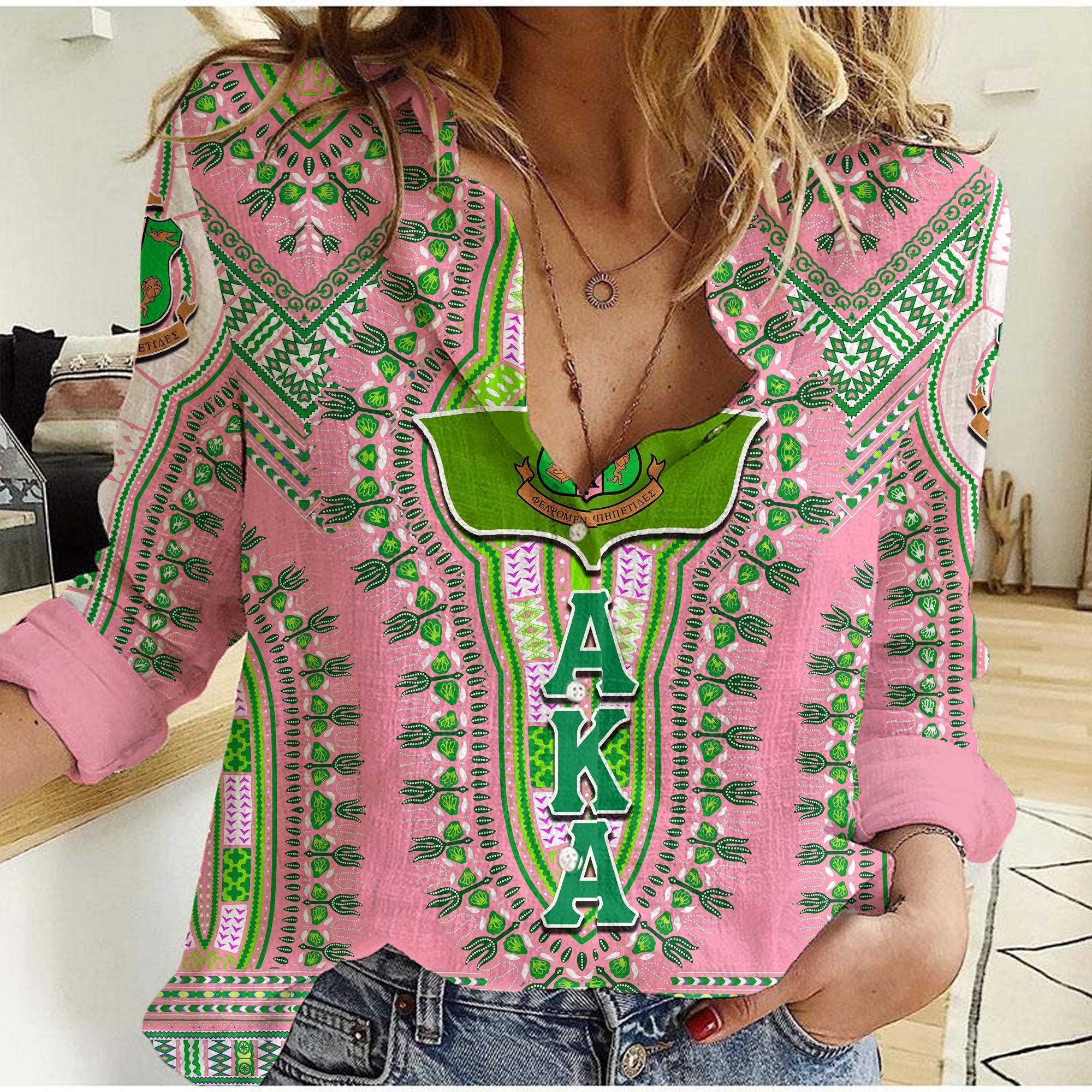 Alpha Kappa Alpha Casual Shirt Dashiki Style No.1