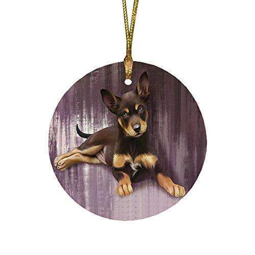 Australian Kelpie Puppy Dog Round Christmas Ornament