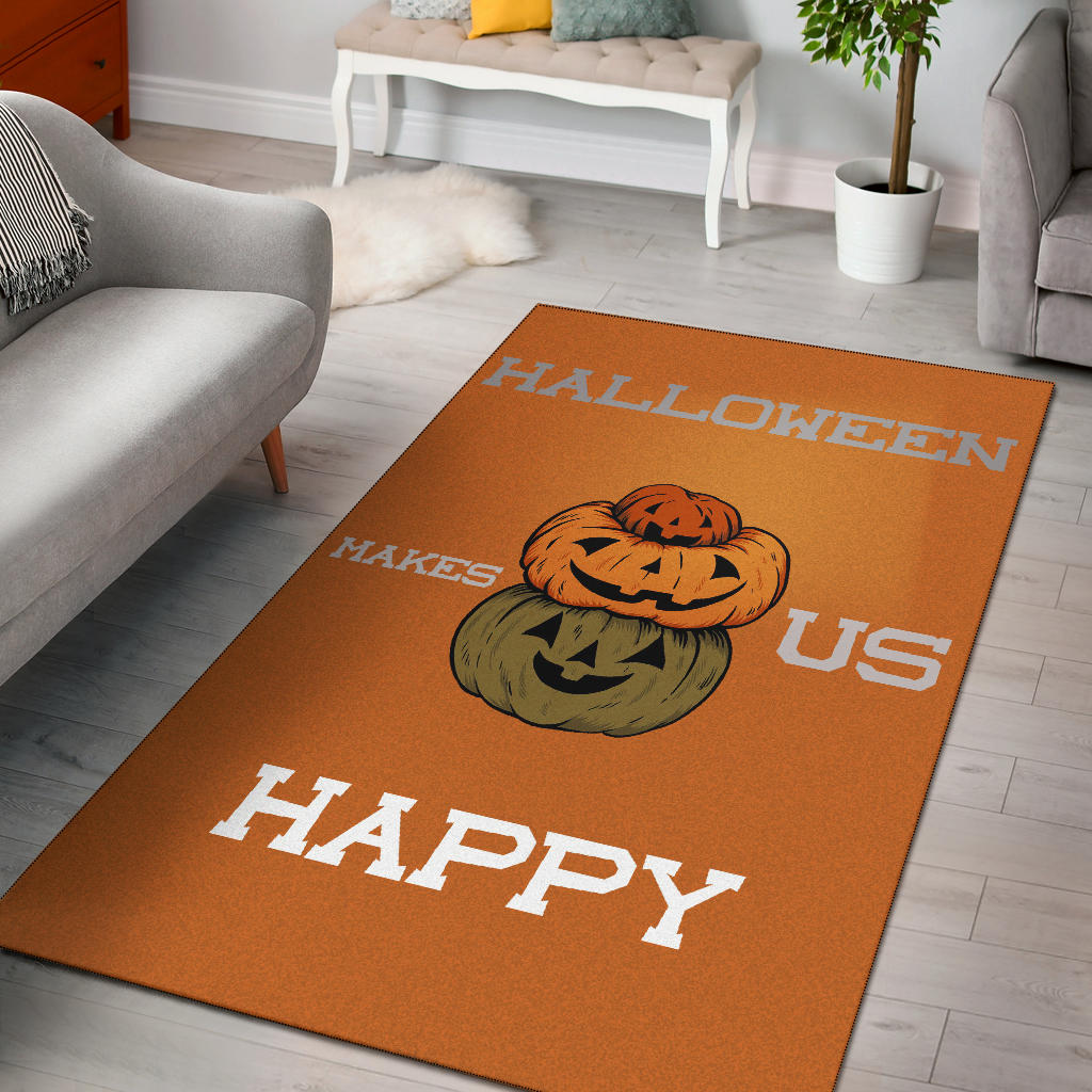 Halloween Area Rug | Halloween Make Us Happy Smile Pumpkin Block Orange Rugs Home Decor