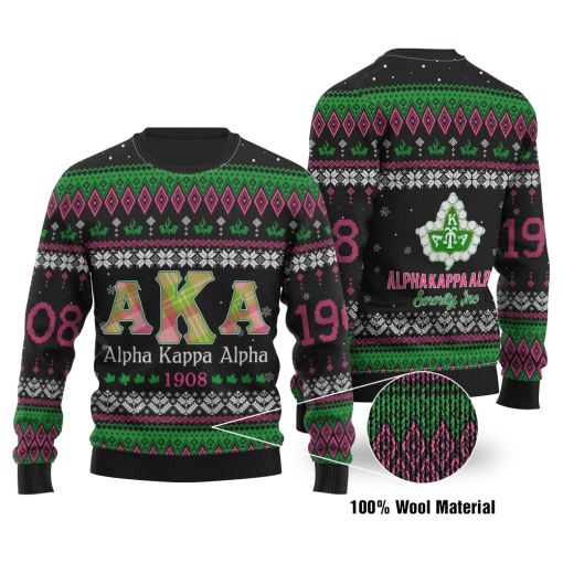 Aka Alpha Kappa Alpha 1908 Sorority Inc Ugly Christmas Wool Sweater