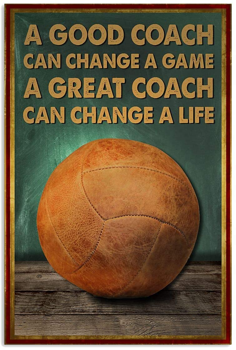 Vintage Volleyball – A Good Coach A Great Coach Can Change A Life Poster Art Print      Home Decor Gift For Men Women Family Friend On Birthday Xmas