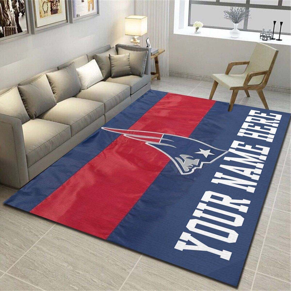 New England Patriots Personalized Area Rugs,Team Living Room Carpet,Customized Floor Mat Home Decor