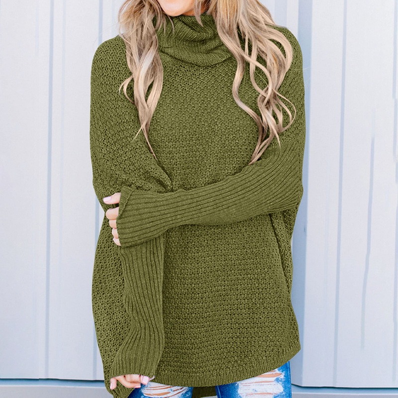 Women’s Turtleneck Long Sleeve Tunic Sweater Oversized Chunky Knit Pullover Jumper Tops 2022 alx