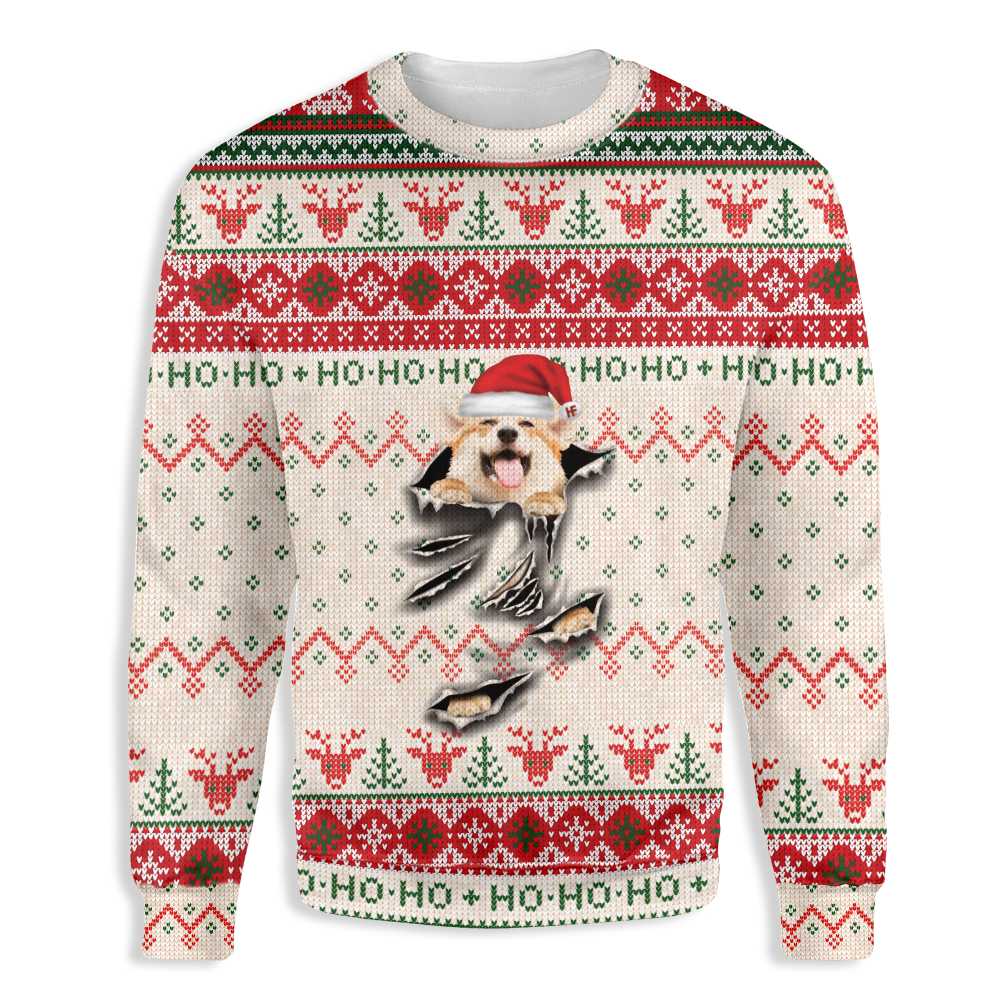 Ugly Christmas Pembroke Welsh Corgi Scratch Ez12 1510 All Over Print Sweatshirt