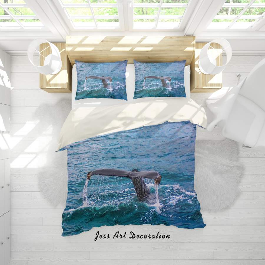 3D Sea Whale Dolphin Quilt Cover Set Bedding Set Duvet Cover Pillowcases 175 LQH