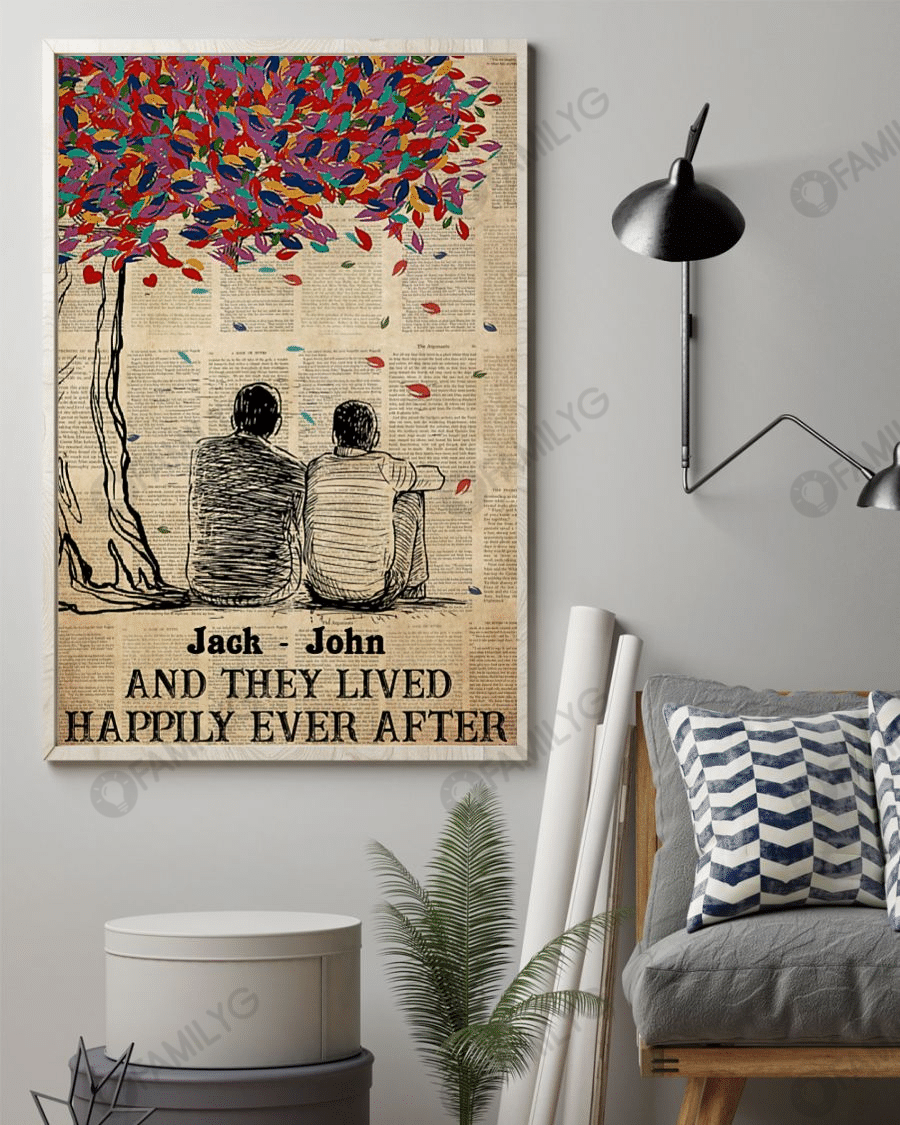 Personalized Gay Couple Happily Ever After Vertical Poster AV000358