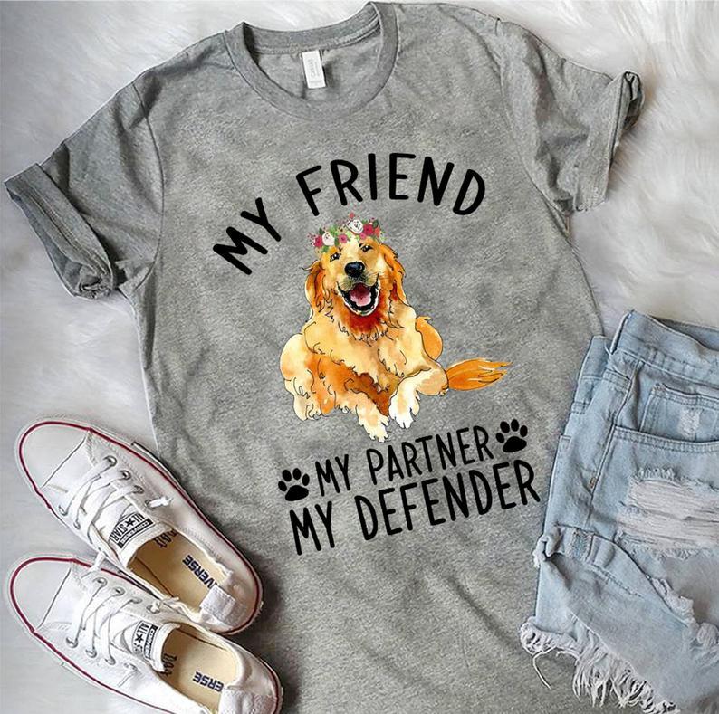 Dreameris My Friend My Partner My Defender Golden Retriever Shirt Hoodies Tshirt Tee Tank Top Sweater Mug Tote